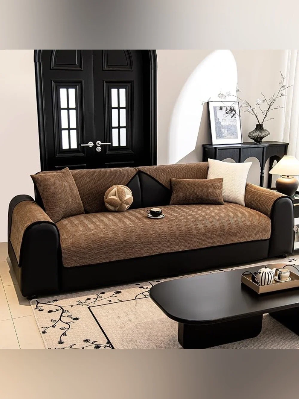 Brown Herringbone Sofa Throw Cover